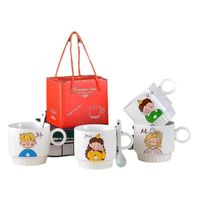 Tasses empilables personnalisées avec logo - Coffret cadeau pour couple pour la rentrée scolaire, tasses à café en porcelaine classique personnalisées pour amis