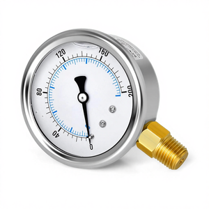 เกจวัดแรงดันแบบเติมน้ำมัน 0~200Psi สแตนเลสสตีล <span class=keywords><strong>1</strong></span>/<span class=keywords><strong>4</strong></span>" NPT หน้าปัดขนาด 2.5 นิ้ว ได้รับการรับรอง WOG สำหรับน้ำ/น้ำมัน/อากาศ แบบยึดด้านล่าง ผลิตในจีน - Product Image 1