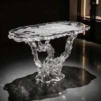 Table console en acrylique haut de gamme personnalisée Genyuan CT003, transparente, style Root Art LRS, pour hôtel, villa, hall d'entrée, salle d'exposition, décoration