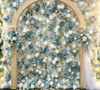 Mur de fleurs en tissu 5D avec étoiles bleues et blanches pour arrangement de mariage