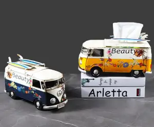 Doku kutusu varış en çok satan el yapımı Metal el sanatları otobüs oyuncak araçlar Vintage otobüs modeli ev dekorasyon için