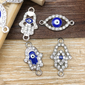 Pendentif œil porte-bonheur en alliage de zinc avec sertissage de strass pour accessoires de bijoux DIY et cadeaux - Product Image 4