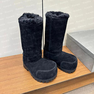 Sofort Lieferbare Herbst Winter Schneestiefel mit Breiter Zehenkappe für Herren und Damen, Dicke Sohlen, Hochwertig, mit Winterfell und Samt, Warme Baumwolle, Einfarbig, High-Top - Product Image 4