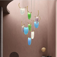 Lustre en verre moderne de luxe, luminaire suspendu design pour salon, escalier, plafond en verre