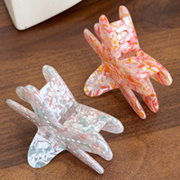 Genya Nouveauté Pinces à Cheveux en Acrylique Personnalisées en Forme d'Étoile de Mer, Multicolores, Ornées de Strass, Clips Requin Charmants pour Femmes