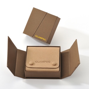 Custom Luxury Double Flip Jewelry Gift <b>Box</b> Microfiber Suede Pouch Necklace Ring <b>Earring</b> Jewelry Packaging <b>Box</b> - Product Image 1