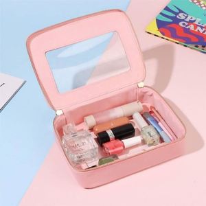 Custom PVC Cosmetic <b>Bag</b> Travel Organizer Toiletry for Women <b>Large</b> Capacity Open Flat <b>Makeup</b> <b>Bags</b> Durable Fashion Zipper - Product Image 4