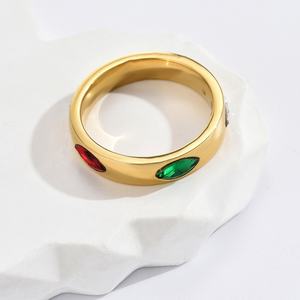 Bague en acier inoxydable avec zircon ovale brillant de couleur or, tendance et très vendue, pour les mariages romantiques et les fêtes - Product Image 4