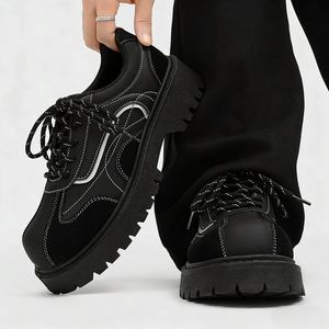 Zapatillas de Vestir de Gamuza para Hombre de Alta Calidad, Estilo Derby con Suela Gruesa Mate, Antideslizantes, Transpirables, de Alta Gama, Tejido Fly Knit - Product Image 2