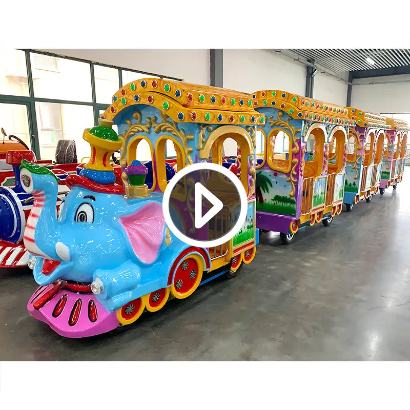 Popular Outdoor Shopping Mall Kids Attraction Cute Small Elephant Electric Trackless Train 14 Seats Amusement Rides For Sale