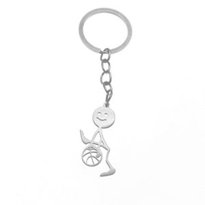 Llavero Personalizable de Acero Inoxidable con Diseño de Pareja de Hombres de Chispas, Estilo Divertido, para Entusiastas del Baloncesto - Product Image 4
