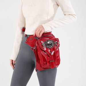 Femmes Style gothique moto Fanny Pack taille et <span class=keywords><strong>jambe</strong></span> hanche ceinture Messenger sac à bandoulière avec doublure en PU téléphone portable taille sac - Product Image 2