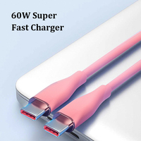 Câble de charge rapide 60W Type C en silicone souple Câble USB C vers USB C pour SamSung iPad Pro MacBook Pro