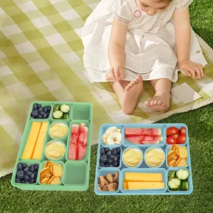 Custom Food Grade Bpa Free Silicon Kid Snack Food Storage Container Leakproof Salad Silicone Lunch Picnic Bento Box Safe