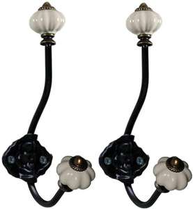 Ganci di ceramica di Ceramica del Ferro <span class=keywords><strong>Zucca</strong></span> Ganci Da Parete Ganci per Dei Monili Cappotto di Cappello Sciarpa Della Decorazione Della Casa-2 Pack (Luce grigio) - Product Image 1