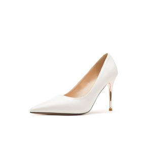 9888A Satin Stiletto Heel <b>Pumps</b> Pointed Toe High Heel Bridal Shoes <b>White</b> Wedding Party Dress Shoes <b>Women</b> - Product Image 5