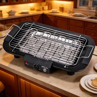 Barbecue électrique d'intérieur en acier inoxydable avec grille de cuisson, contrôle de température réglable, barbecue électrique portable de table