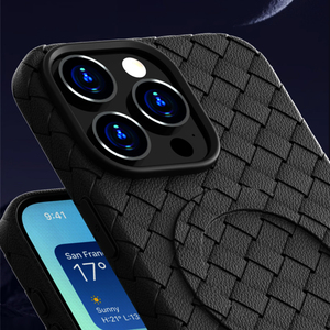 Funda de Cuero Tejido con Carga Inalámbrica Magnética para <span class=keywords><strong>iPhone</strong></span> 11 12 <span class=keywords><strong>13</strong></span> 14 15 16 17 Pro Max al por Mayor de Fábrica - Product Image 5