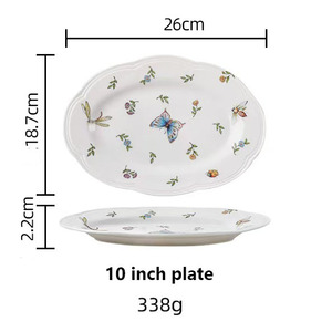 Vaisselle Ménagère Assiette Bol Ensemble Motif Céramique Usine Vente En Gros Papillon Minimaliste Brun Boîte Assiette Blanche Plat Rond, rond - Product Image 6