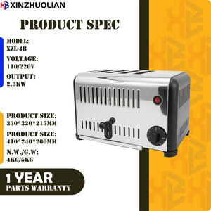 محمصة خبز كهربائية تجارية من الفولاذ المقاوم للصدأ بأربع شرائح، سخان طعام صغير للطاولة، محمصة سوداء جانبية معتمدة من CE لمدة عام واحد - Product Image 3