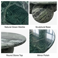 Socle rond en marbre au design moderne, table basse de salon de luxe en marbre naturel personnalisé vert Shangri-La