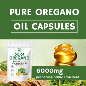 Viên nang dầu oregano nguyên chất OEM, viên nang mềm dầu oregano với dầu hạt đen, 180 viên mềm cho sức khỏe tiêu hóa và hô hấp - Product Image 4