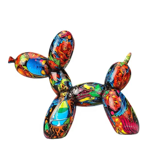 Modern sanat süsleme Jeff Koons polyresin köpek heykeli renkli reçine el sanatları balon köpek heykel figürleri ev dekor