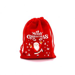 Sac cadeau recyclable en velours rouge avec cordon de serrage, idéal pour les fruits, les bonbons de mariage, les cadeaux de Noël pour enfants, avec fonction de marquage. - Product Image 4