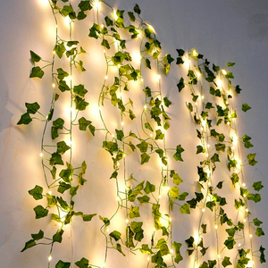 New LED Outdoor Garden Decoration <strong>Solar</strong> Rattan <strong>Light</strong> <strong>String</strong> with Green <strong>Leaf</strong> Rattan Color Elegant <strong>Solar</strong> Garden <strong>Lights</strong> - Product Image 2
