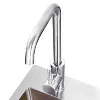LUSA Évier de cuisine moderne à cuvette unique en acier inoxydable brossé Conception de cascade Support de vaisselle 304 Matériau Deux trous