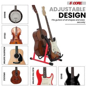 Soporte Doble para Guitarra Db 5 Core, Metálico Rojo, Ajustable, Plegable, Universal, para Guitarra Acústica, Eléctrica, Bajo y Mandolina - Product Image 3