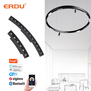 ERDU Nhôm Đen Đường Kính 80Cm 100Cm 120Cm Bề Mặt Gắn Tuôn Ra Trần Gắn Hình Tròn <span class=keywords><strong>Led</strong></span> Theo Dõi Ánh Sáng Từ Tính - Product Image 1