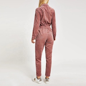 Nouveaux modèles de combinaison à manches longues en velours côtelé rose pour femmes <span class=keywords><strong>salopette</strong></span> élastique <span class=keywords><strong>taille</strong></span> haute - Product Image 2