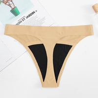 Bikini string sans couture en soie glacée avec logo sans trace pour femme et culotte taille basse tricotée teinte unie
