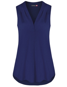 Venta caliente verano Casual Oficina plisado dobladillo sin mangas cuello en V señoras blusas y Tops vestido camiseta sin mangas para niñas mujeres Mujer - Product Image 2