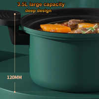 Casserole de cuisson de grande capacité de 3,5 L avec couvercle en verre, casserole à soupe antiadhésive à double poignée pour tous les types de cuisinières