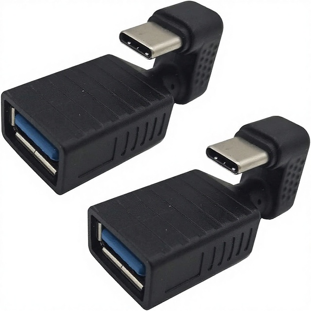 USB-C 180 Degree Adapter (2 Pack) USB Type C Male to USB 3.0 Female Converter for Laptop/Tablet/Mobile Phone