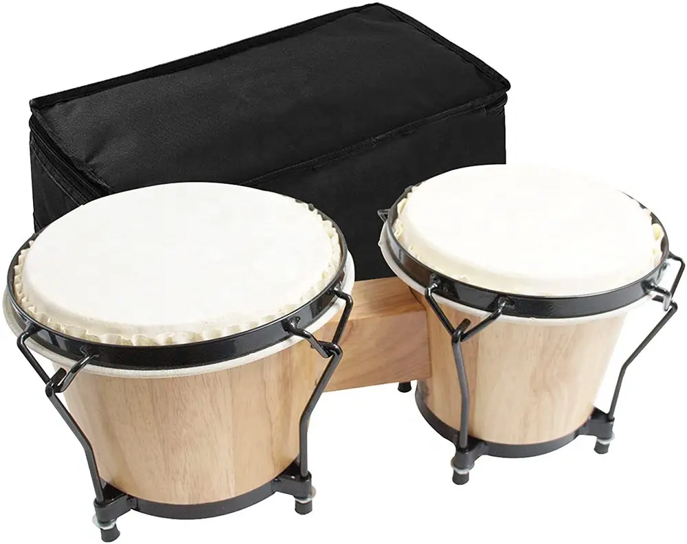 Bongo-tambor de mano de piel para niños y adultos, instrumento de percusión sintonizable, 6 pulgadas X 7 pulgadas