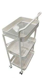 Modern Stainless Steel Foldable Cart With 3 Tiers and Wheels for Kitchen Gadgets - Product Image 2