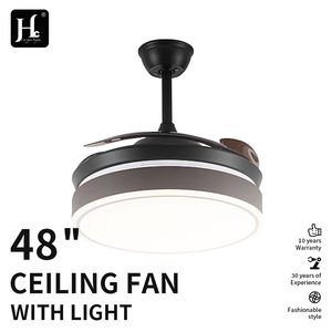 Ventilateur de plafond moderne avec télécommande pour salon, 42 pouces, noir et blanc, LED, moteur DC, 6 vitesses, profil bas, avec éclairage - Product Image 3