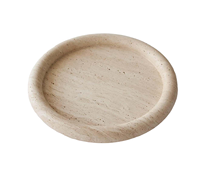 Stone Travertine Travertine Diameter 20cm Natural Beige Stone Travertine Decor Round Travertine Bowl And Tray For Home