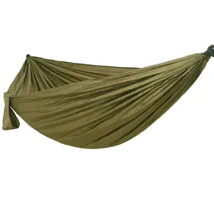 Factory Direct Army Green 210T Parachute Portable Nylon Fabric 2 Person Camping Hammock(Army Green)