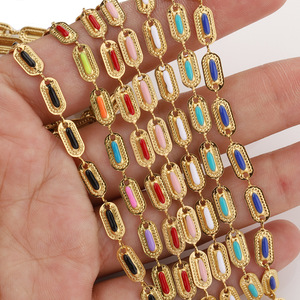 Cadena de eslabones ovalados de acero inoxidable chapado en oro de 18k estilo cubano para fabricación de pulseras, cadena de arroz a granel H1514 - Product Image 2