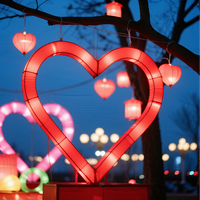 Lanternes chinoises LED en forme de cœur, éblouissantes, pour Noël et la fête des pères, décorations romantiques pour festivals de rue