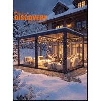 Pergola bioclimatique manuelle en aluminium |   Gazebo de jardin extérieur à persiennes LED résistant à la pluie