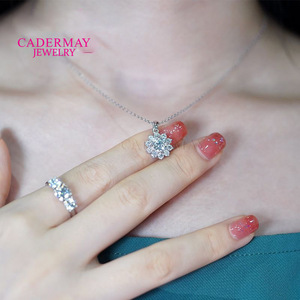 Cadermay Moissanite Necklace 1 Carat S925 Silver Flower Pendant For Women Gift Jewelry - Product Image 1