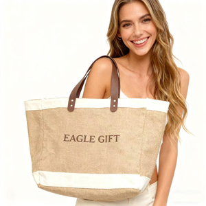 Bolsas de Regalo de Yute Pequeñas, Impermeables, con Diseño de Dibujos Animados Vintage, Estilo Moderno, Patrón de Letras, Reciclables, para Bodas y Compras - Product Image 3