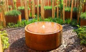 Fuente de agua compacta de acero corten, con acabado oxidado o pulverizado, para decoración de balcones o patios pequeños - Product Image 6