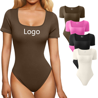Ropa de mujer al por mayor Top de una pieza Top de manga corta Camiseta gimnasio Fitness para mujer Body