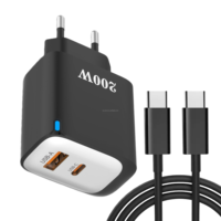 Chargeurs Type C 200W avec prise EU US UK, charge rapide QC3.0 PD, chargeur de téléphone portable 200W, adaptateur secteur USB C